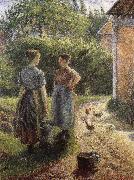 Camille Pissarro Woman in front of farmhouse oil painting artist